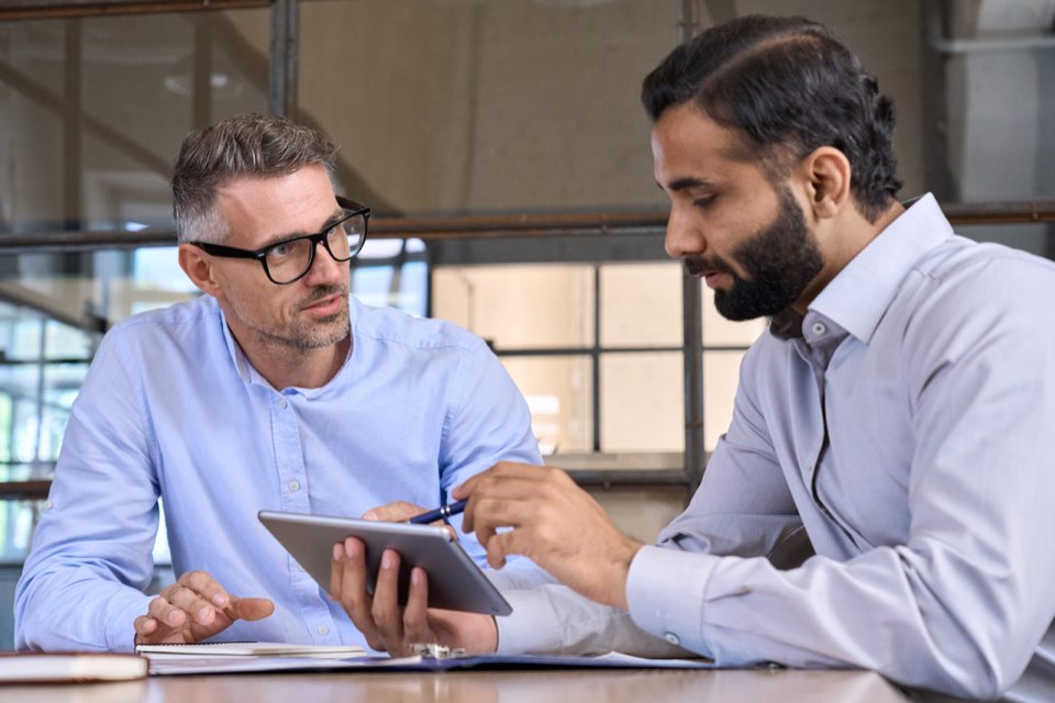 Two men meeting